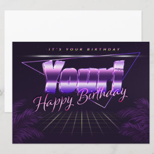 Youri Name Vorname lila retro Karte Geburtstag