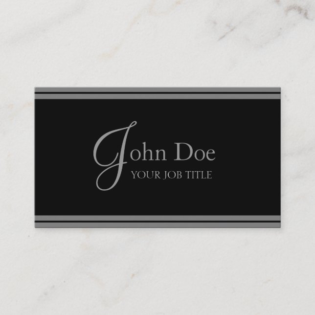 YourJobTitle! Elegante schwarze/silberne Streifen Visitenkarte (Vorderseite)