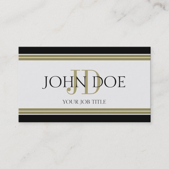 YourJobTitle schwarze Goldstreifen Visitenkarte (Vorderseite)