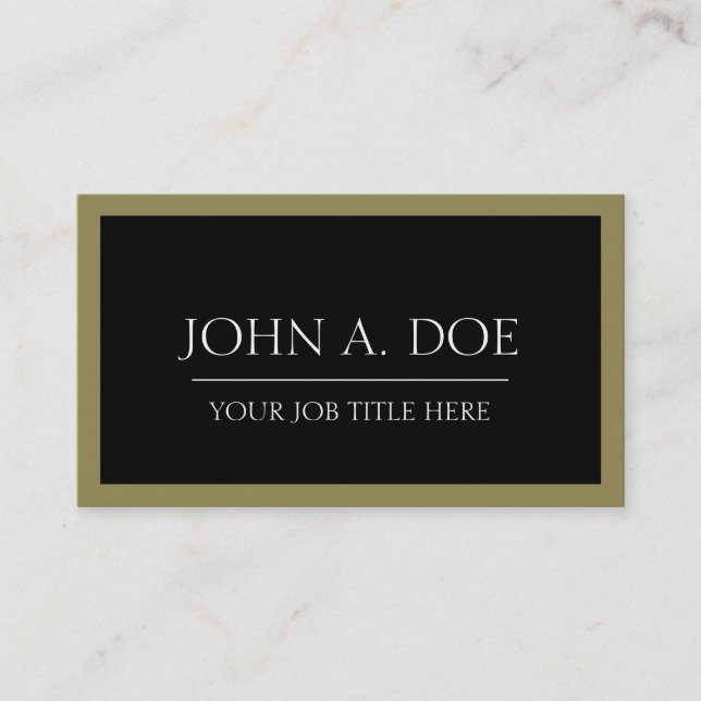 YourJobTitle! Schwarzes/antikes Gold Visitenkarte (Vorderseite)