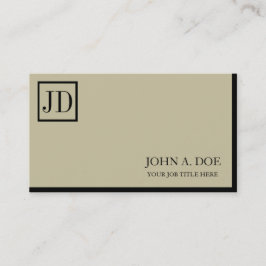 YourJobTitle Square Monogram Tan Black Visitenkarte