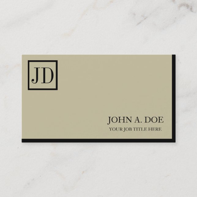 YourJobTitle Square Monogram Tan Black Visitenkarte (Vorderseite)