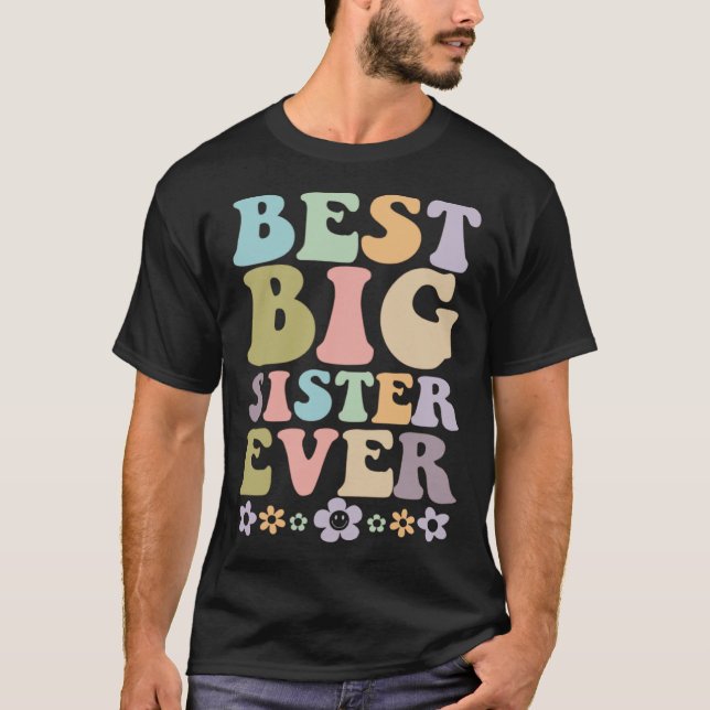Youth Best Big Sister Ever Girl's Baby Ankündigung T-Shirt (Vorderseite)