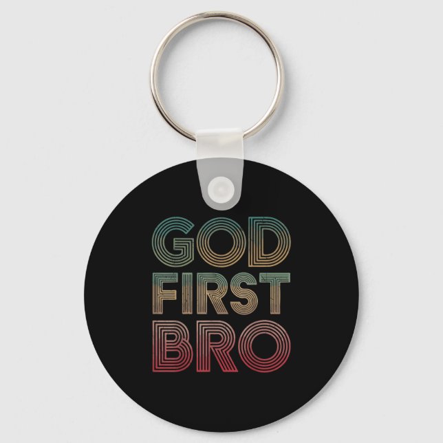 Youth Boy God First Bro Funny Christian God Brothe Schlüsselanhänger (Vorderseite)