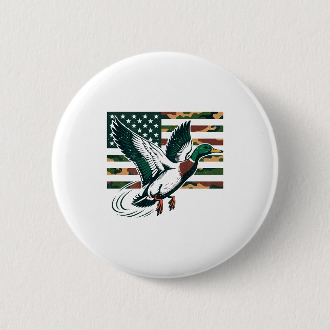 Youth Camo Mallard Duck Hunting Camouflage America Button (Vorderseite)