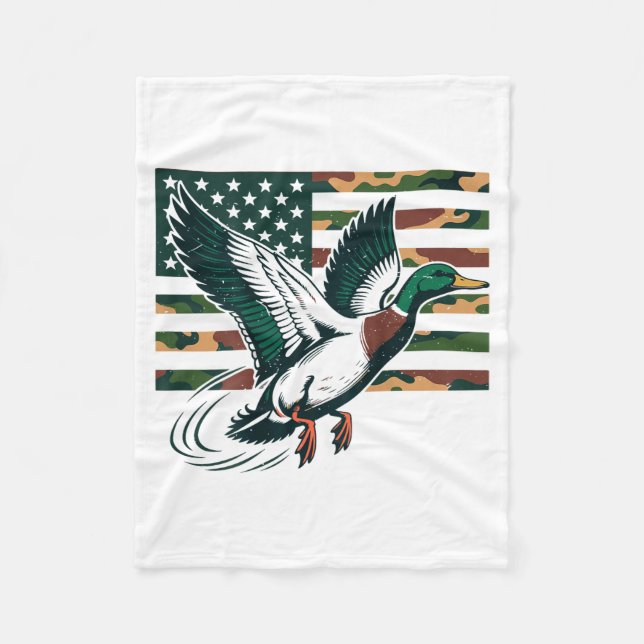 Youth Camo Mallard Duck Hunting Camouflage America Fleecedecke (Vorderseite)