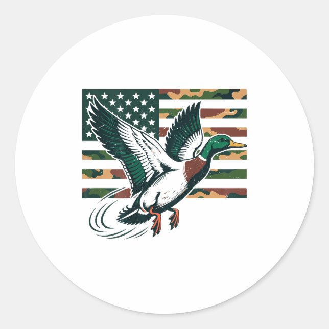 Youth Camo Mallard Duck Hunting Camouflage America Runder Aufkleber (Vorderseite)