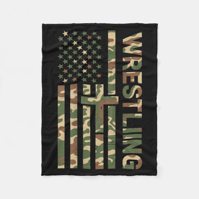Youth Camo Wrestling American Flag Us Patriotic Bo Fleecedecke (Vorderseite)