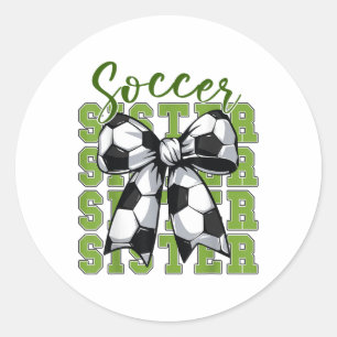 Youth Soccer Schwester Coquette Bow Niedliche Mama Runder Aufkleber