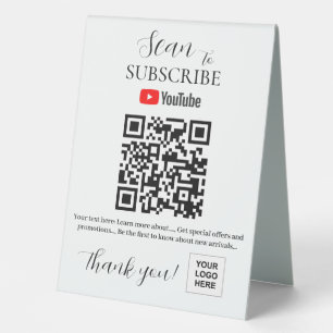 Youtube Abonnieren QR-Code Pedestal-Zeichen Tischaufsteller