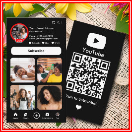 YouTube Black Influencer Vlogger Creator QR Code Visitenkarte
