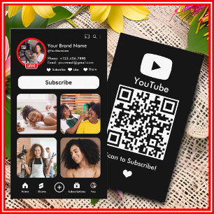 YouTube Black Influencer Vlogger Creator QR Code Visitenkarte