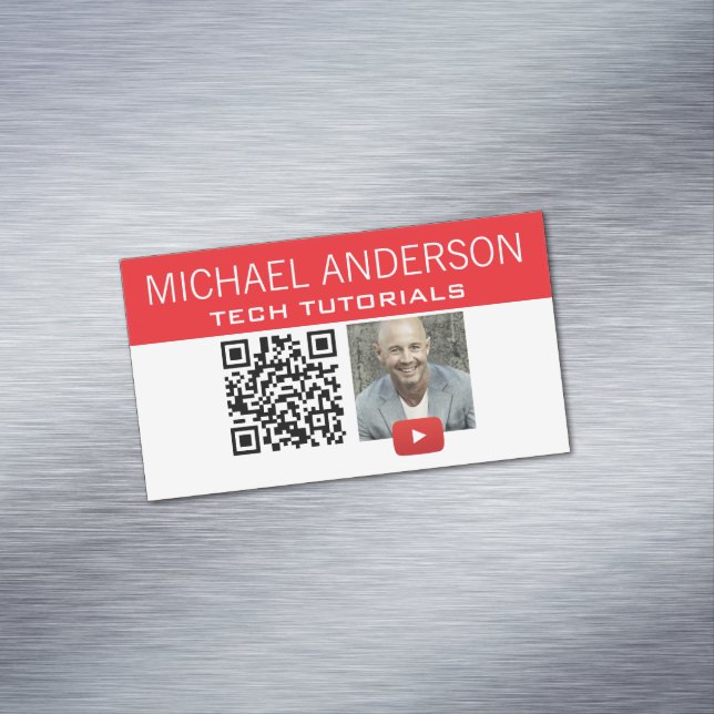 YouTube Channel-Logo und QR-Code| Moderner YouTube Magnetische Visitenkarte (Beispiel)