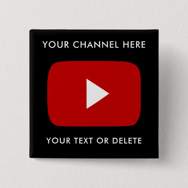 Youtube Channel Name and Text Custom Black Square Button (Vorderseite)