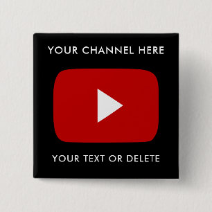 Youtube Channel Name and Text Custom Black Square Button