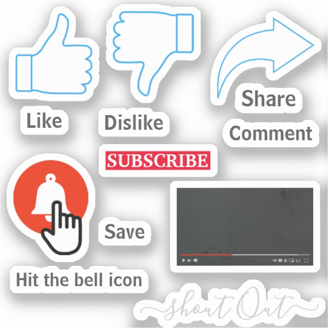 YouTube-Icons Aufkleber für Vinyl-Aufkleber nach M (Vorderseite)