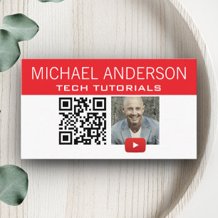 YouTube-Kanal-Logo und QR-Code   Moderner YouTuber Visitenkarte