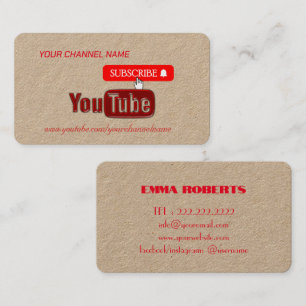 Youtube-Kanal, Youtuber Visitenkarte
