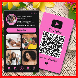 YouTube Pink Influencer Vlogger Creator QR Code Visitenkarte