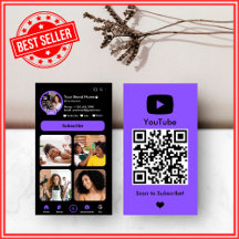 YouTube Purple Influencer Vlogger Creator QR-Code