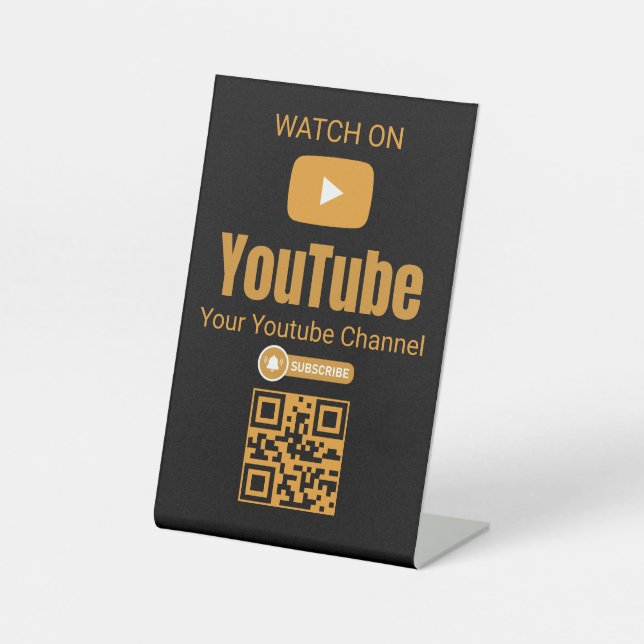 YouTube-QR-Code-Schild ansehen Sockelschild (Vorderseite)