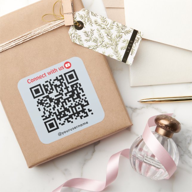 Youtube Verbindung mit US QR Code Soft Navy Quadratischer Aufkleber (Schenken)