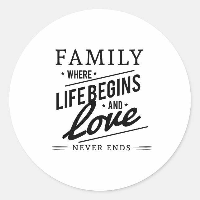 ypografisches Zitat zur Inspirationsfamilie Runder Aufkleber (Vorderseite)