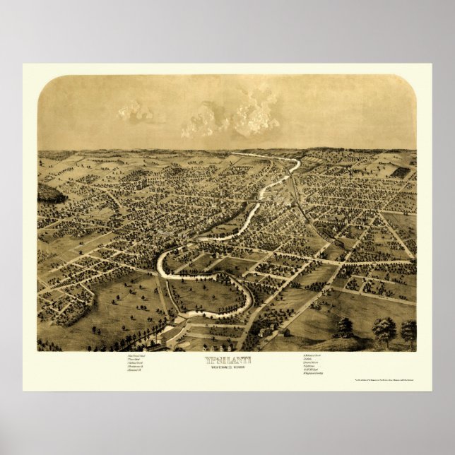 Ypsilanti, MI Panoramic Map - 1868 Poster (Vorne)