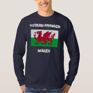 Ystrad Mynach, Wales mit walisischer Flagge T-Shirt