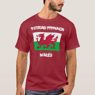 Ystrad Mynach, Wales mit walisischer Flagge T-Shirt
