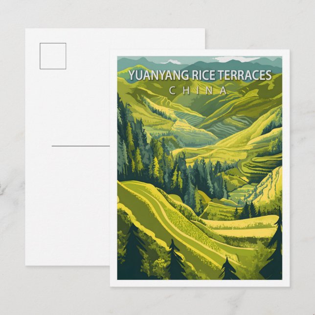 Yuanyang Rice Terraces China Travel Postkarte (Vorne/Hinten)