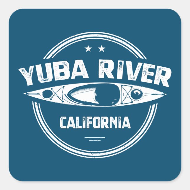Yuba River California Kayaking Quadratischer Aufkleber (Vorderseite)