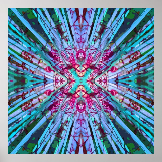 Yucca Op Art in Turquoise Poster (Vorne)