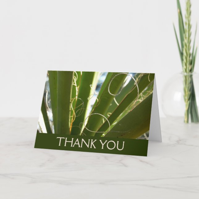 Yucca Verlasse grüne Naturfotografie Dankeskarte (Vorderseite)