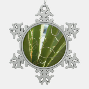 Yucca Verlasse grüne Naturfotografie Schneeflocken Zinn-Ornament