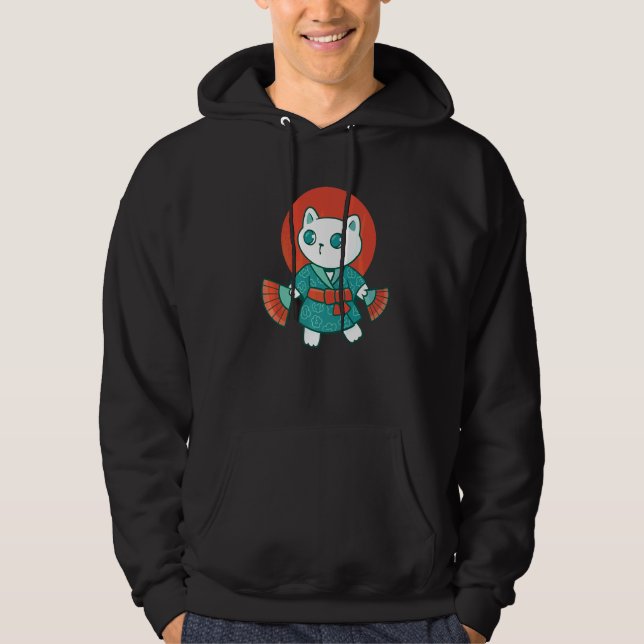 Yukata Japanese Cat Hoodie (Vorderseite)