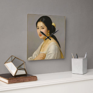 "Yuki Mori" Kunsthandwerk Quadratische Wanduhr