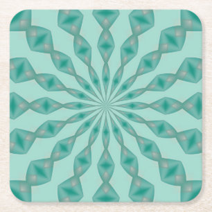 Yukka Green und Hint von rosa Kaleidoskop Rechteckiger Pappuntersetzer