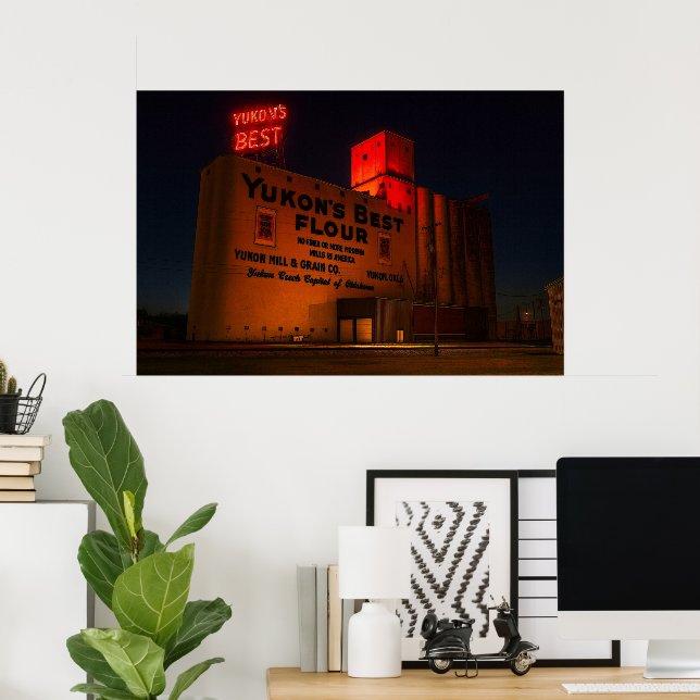 Yukon' Best Flour Neon Night Artistic View  Poster (Heimbüro)