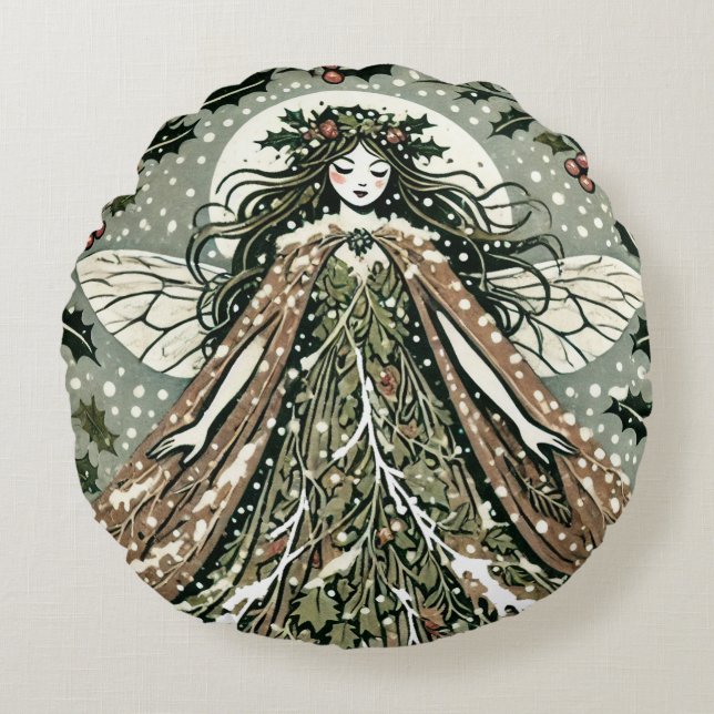 Yule Goddess Winter Solstice                       Rundes Kissen (Vorderseite)