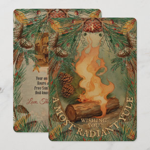 Yule Log Solstice Vintage hiver carte - Nauthiz
