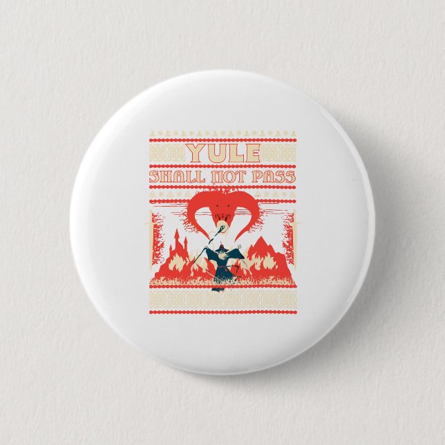 Yule Shall Not P Fantasy Wizard Holiday Pun Funny  Button (Vorderseite)