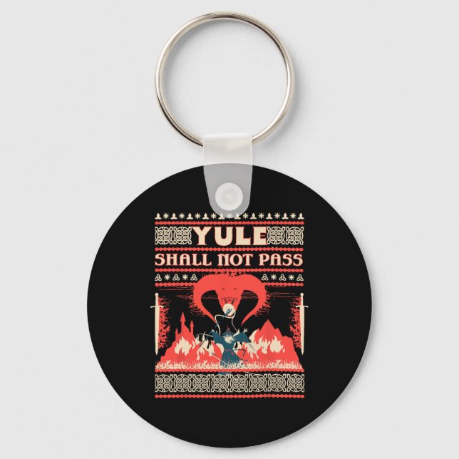 Yule Shall Not P Fantasy Wizard Holiday Pun Funny  Schlüsselanhänger (Vorderseite)