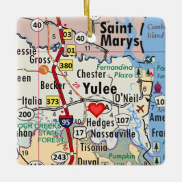 Yulee Florida Karte Keramikornament