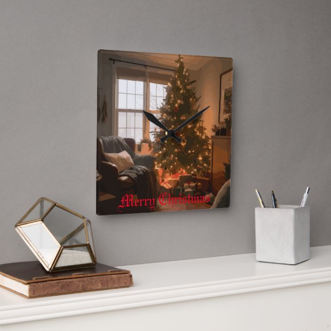 Yuletide Charm Quadratische Wanduhr (Büro)