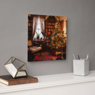 Yuletide Charm Quadratische Wanduhr