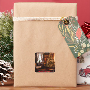 Yuletide Charm Quadratischer Aufkleber