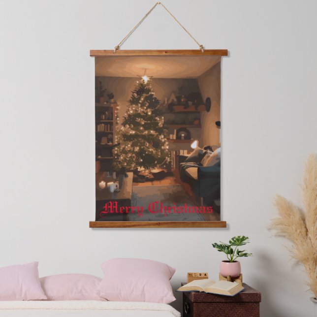 Yuletide Charm Wandteppich Mit Holzrahmen (Schlafzimmer)