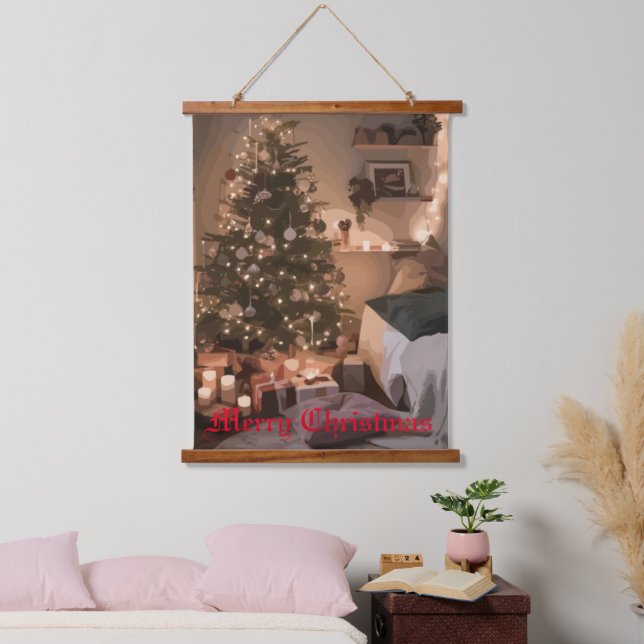 Yuletide Charm Wandteppich Mit Holzrahmen (Schlafzimmer)