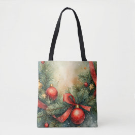 Yuletide Charm Watercolor Tote Bag Tasche
